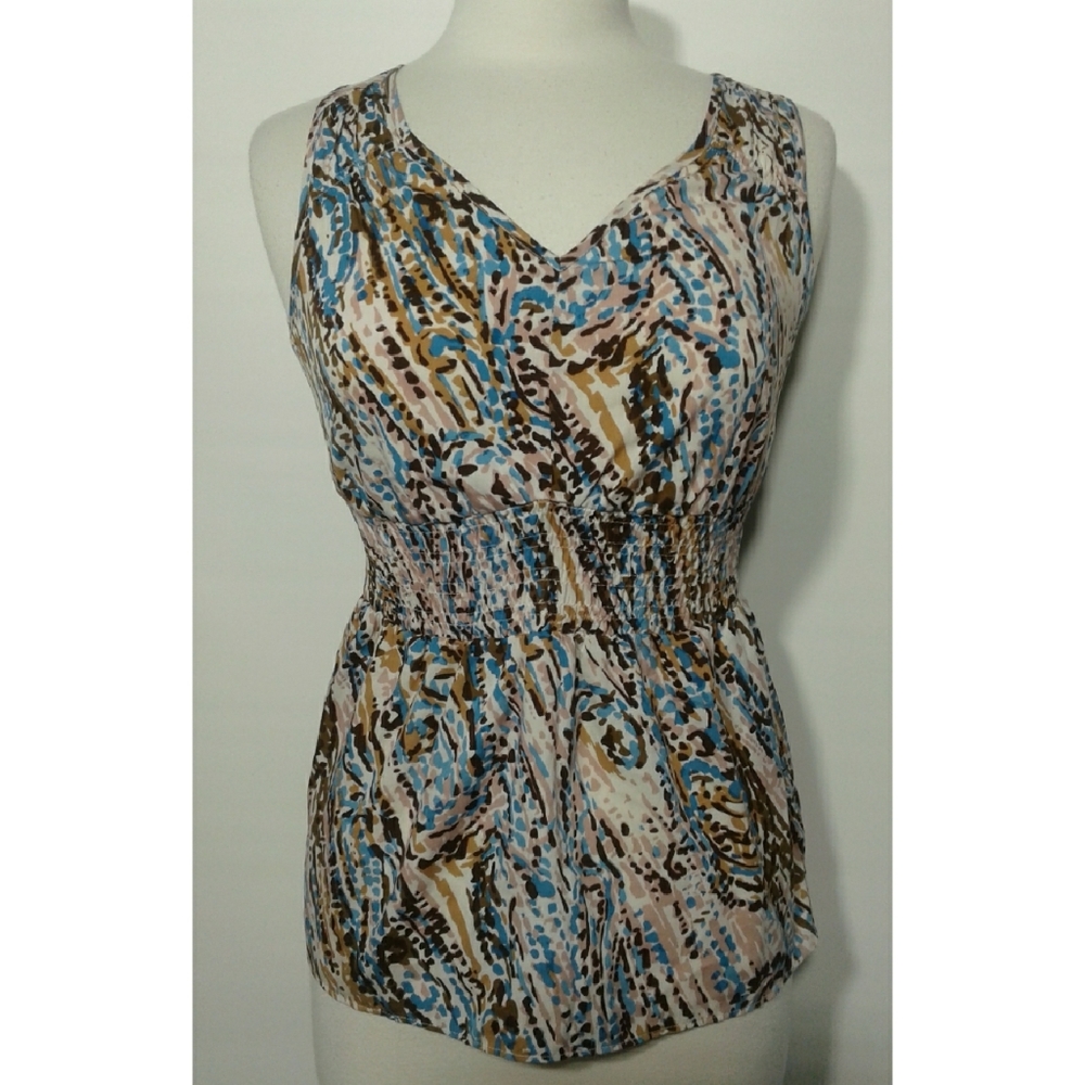 Banana Republic Brown & blue & white top S…